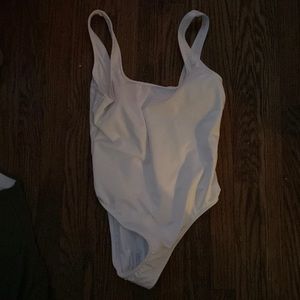 Medium white PINK one piece bathing suit